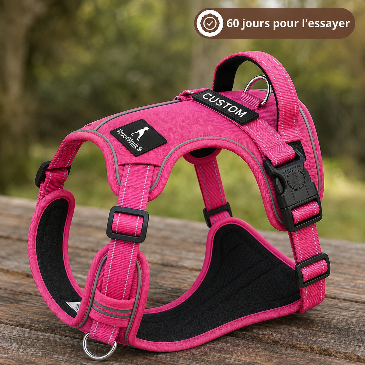 Harnais anti-traction WoofWalk Rose